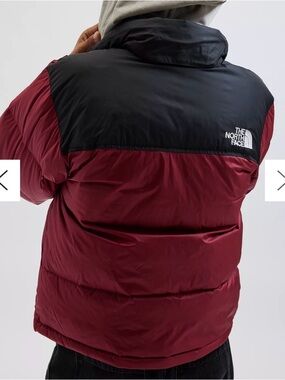 The North Face Nuptse Puffer Jacket in Burgundy and Black